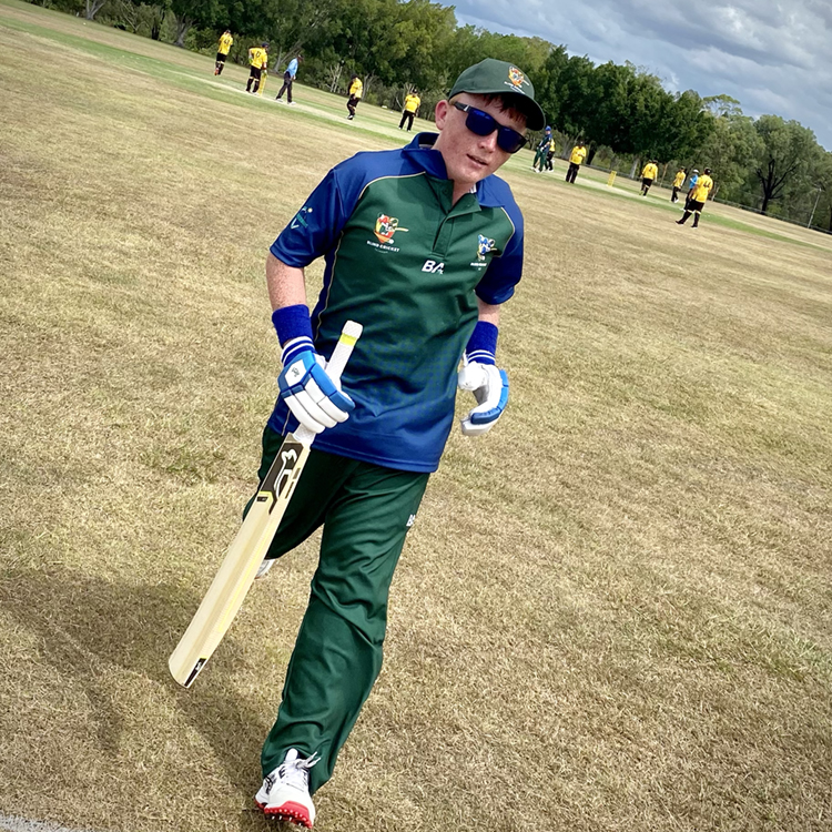 Dylan Gangell walking of the field after batting against WA at the 2023 NCIC