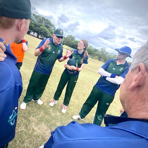 David Hughes (TAS Captain) address the team before a game